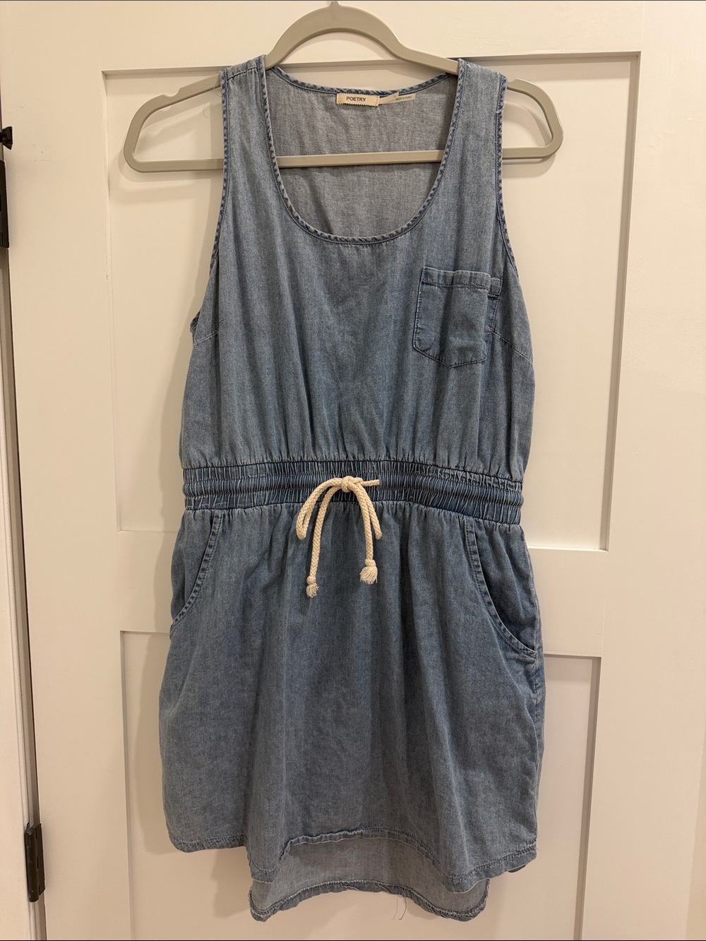 Poetry Light Blue Denim Drawstring Kids One-Piece
